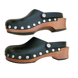 Christian Dior Diorquake Black Leather Clogs Mules Slingback Studded Logo 6 36